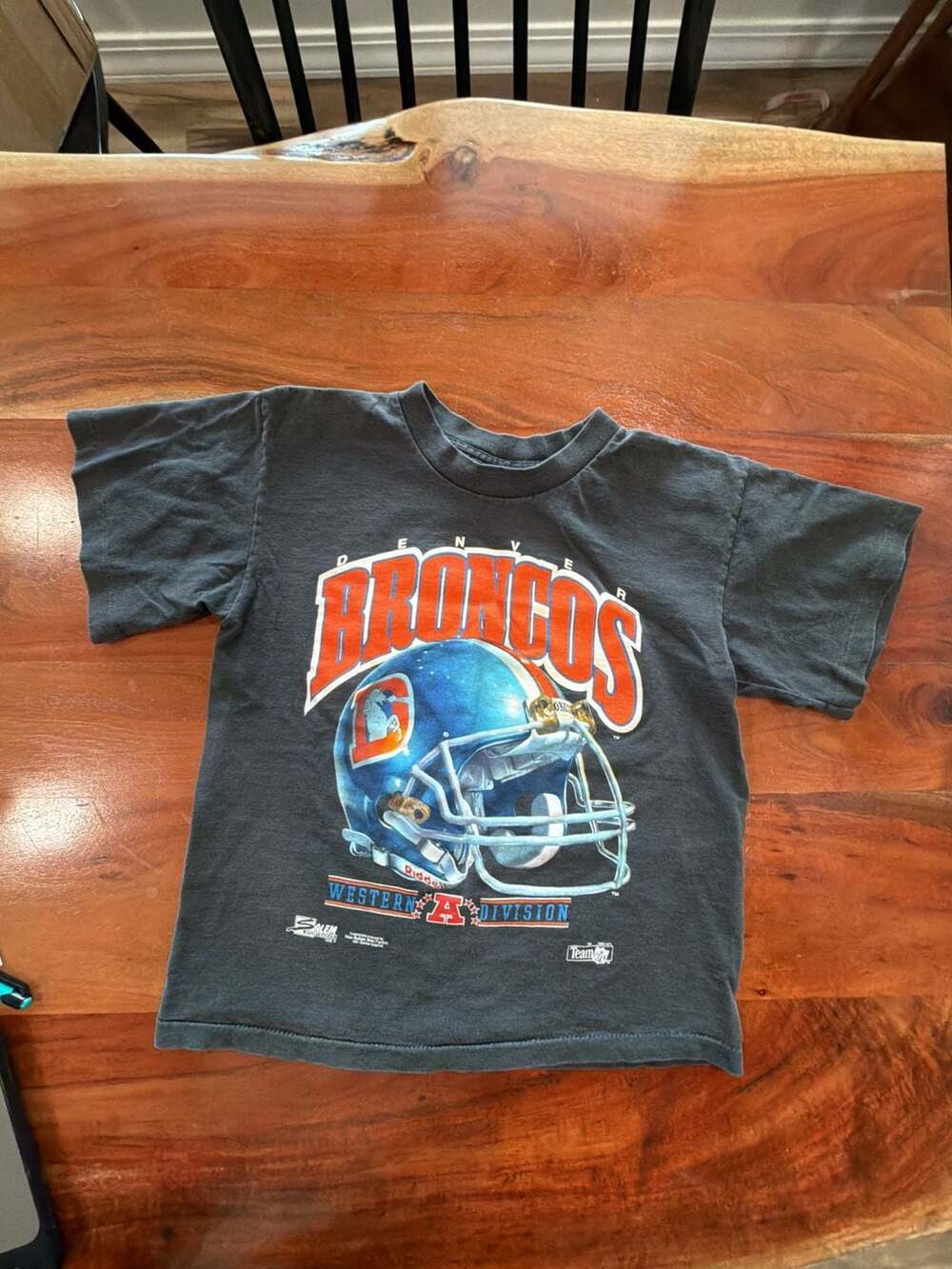 Vintage 1992 Salem Sportswear Denver Broncos NFL Helmet T-Shirt Kids 10-12 Made